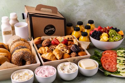 Zucker's breakfast catering with bagels, pastries, juices and schmears