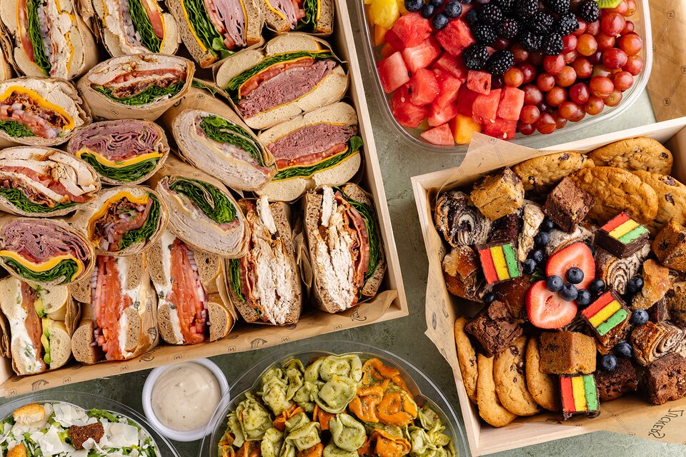 Zucker's lunch catering with sandwich platters, salads, fruit and cookies